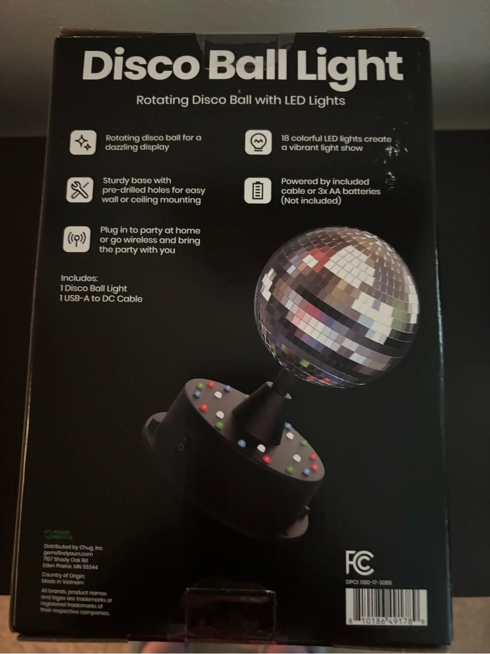 Disco Ball Light LED Rotating Party Decor - Silver